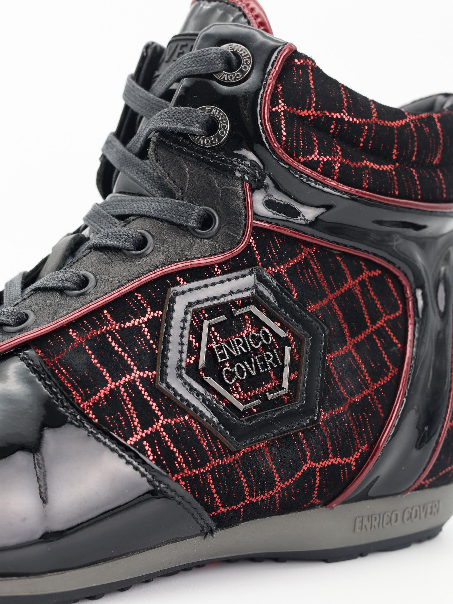 Enrico Coveri Boot Patent High Top Red-Black